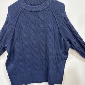 Aerie Oversized Cable Knit Navy Blue Sweater Women's Size X Small 54485